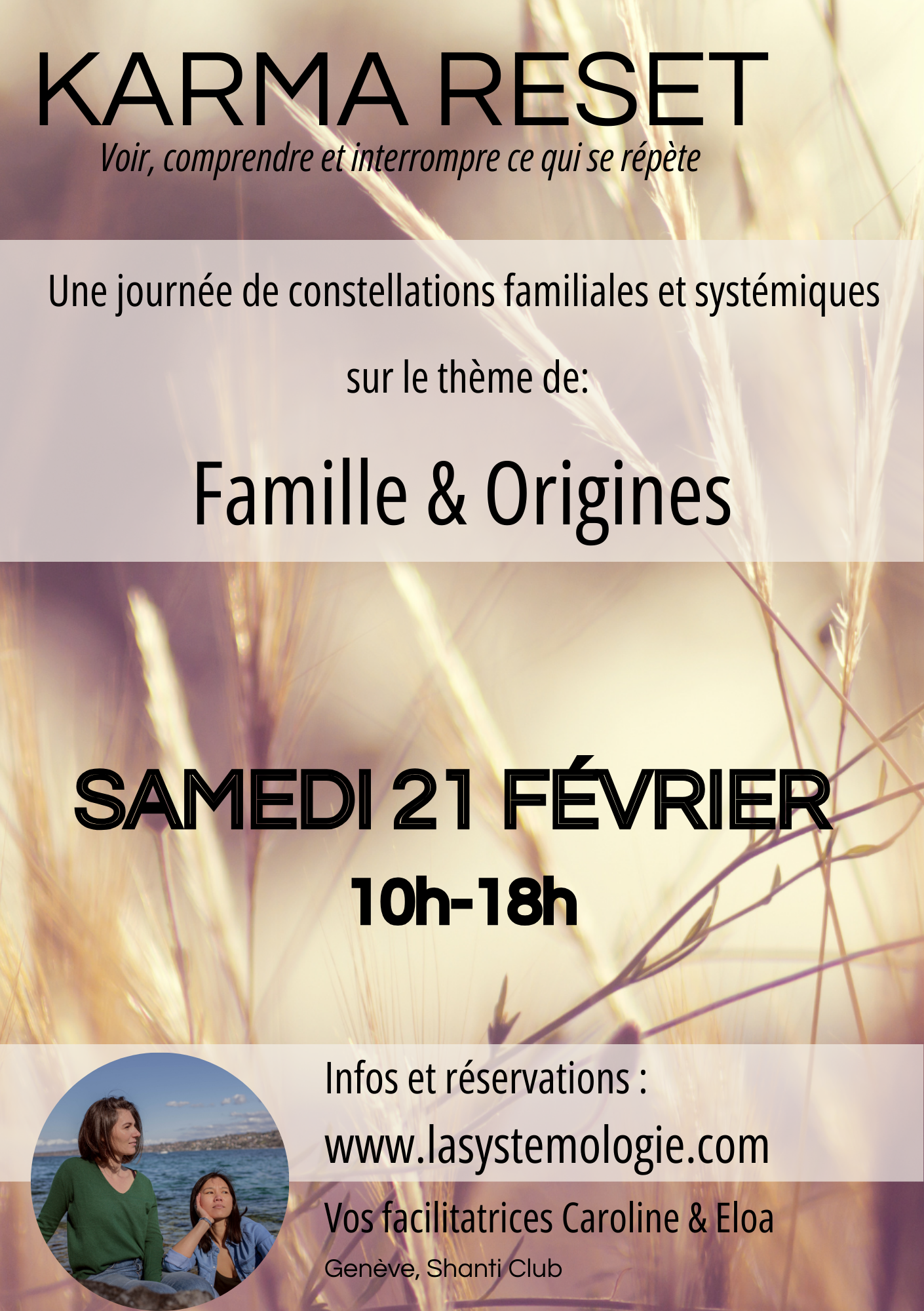 Flyer Karma Reset du 21 février 2026, Famille et Origines