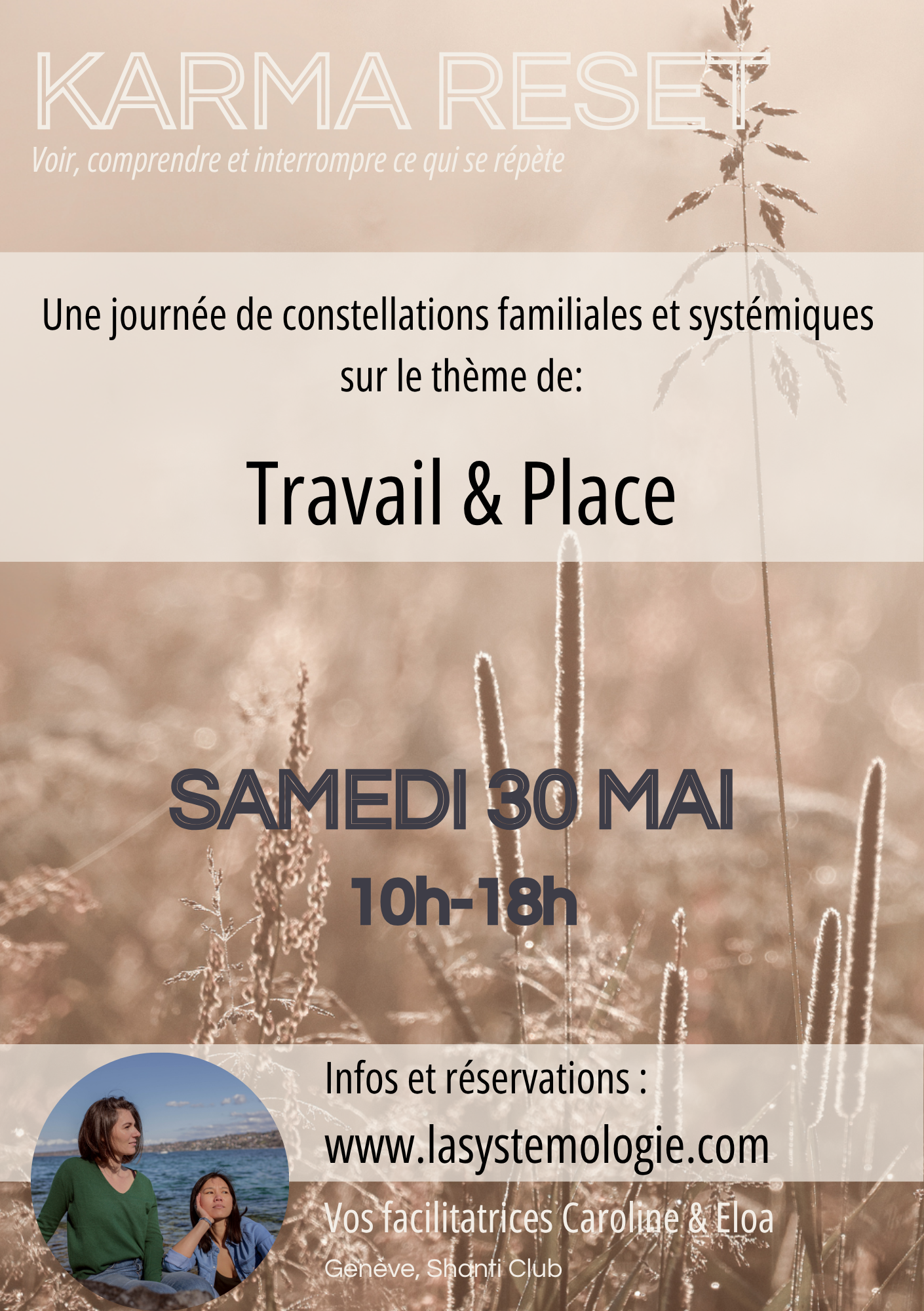 Flyer Karma Reset du 30 mai 2026, Travail et Place